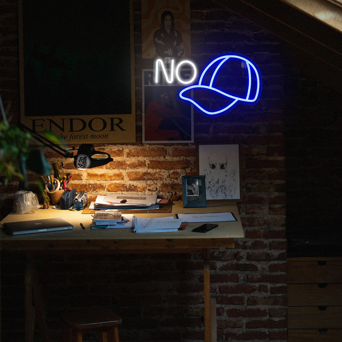 NO – Basebollkeps – LED-neonskylt (5 V USB)
