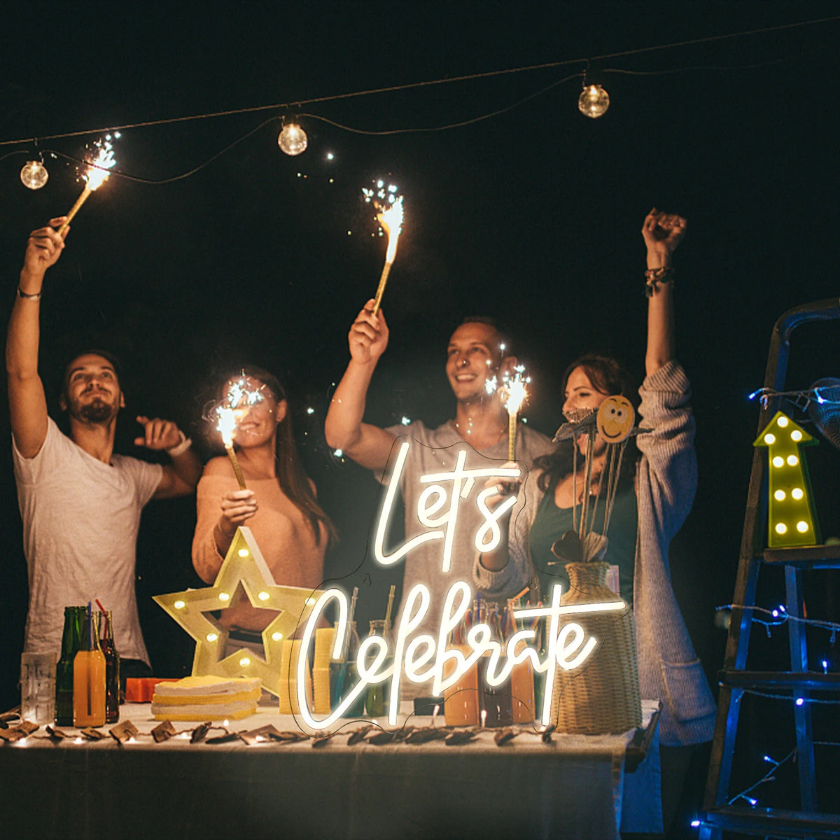 Let's Celebrate – LED-neonskylt (5 V USB)