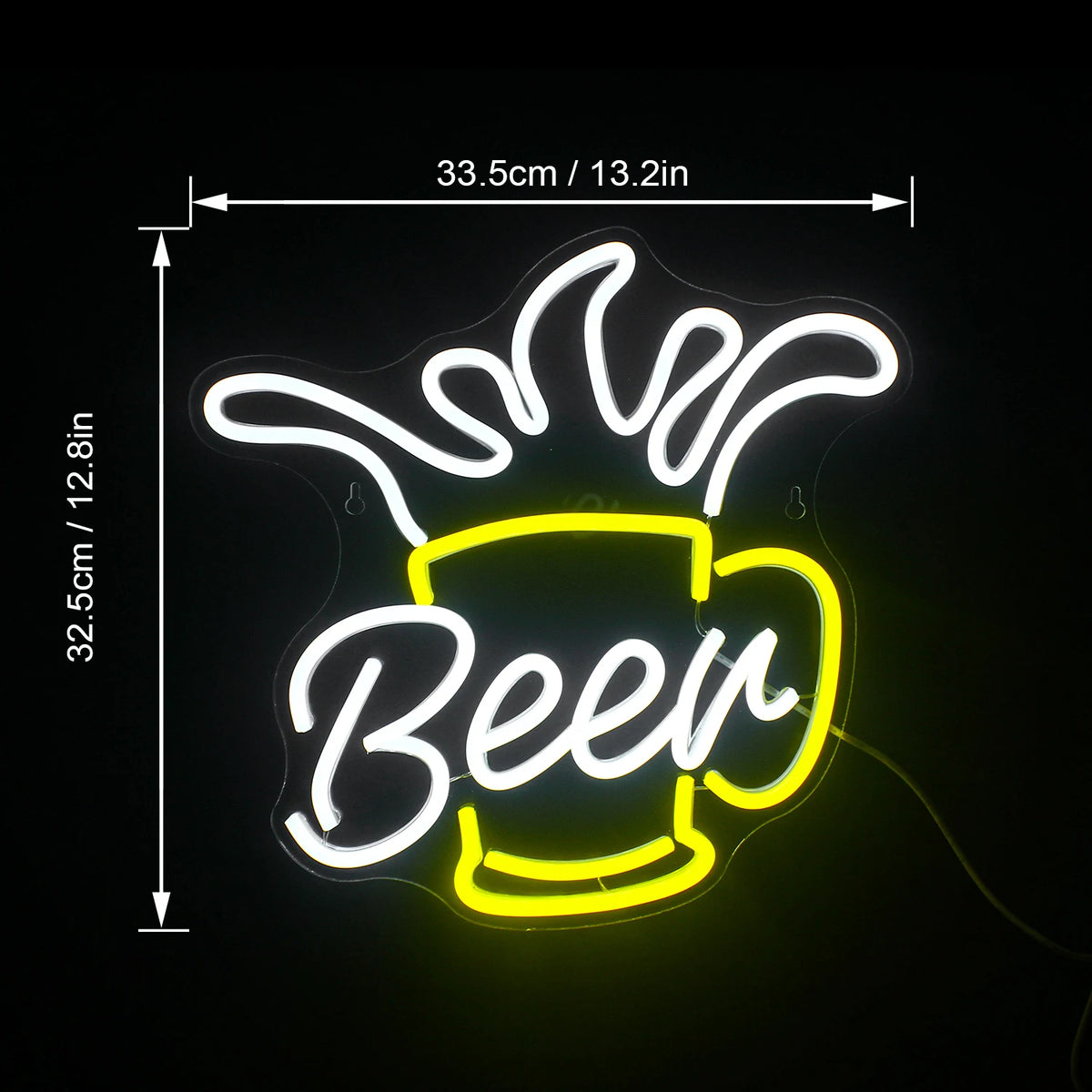 Beer – Skummande ölsejdel – LED-ljusskylt (5 V USB)