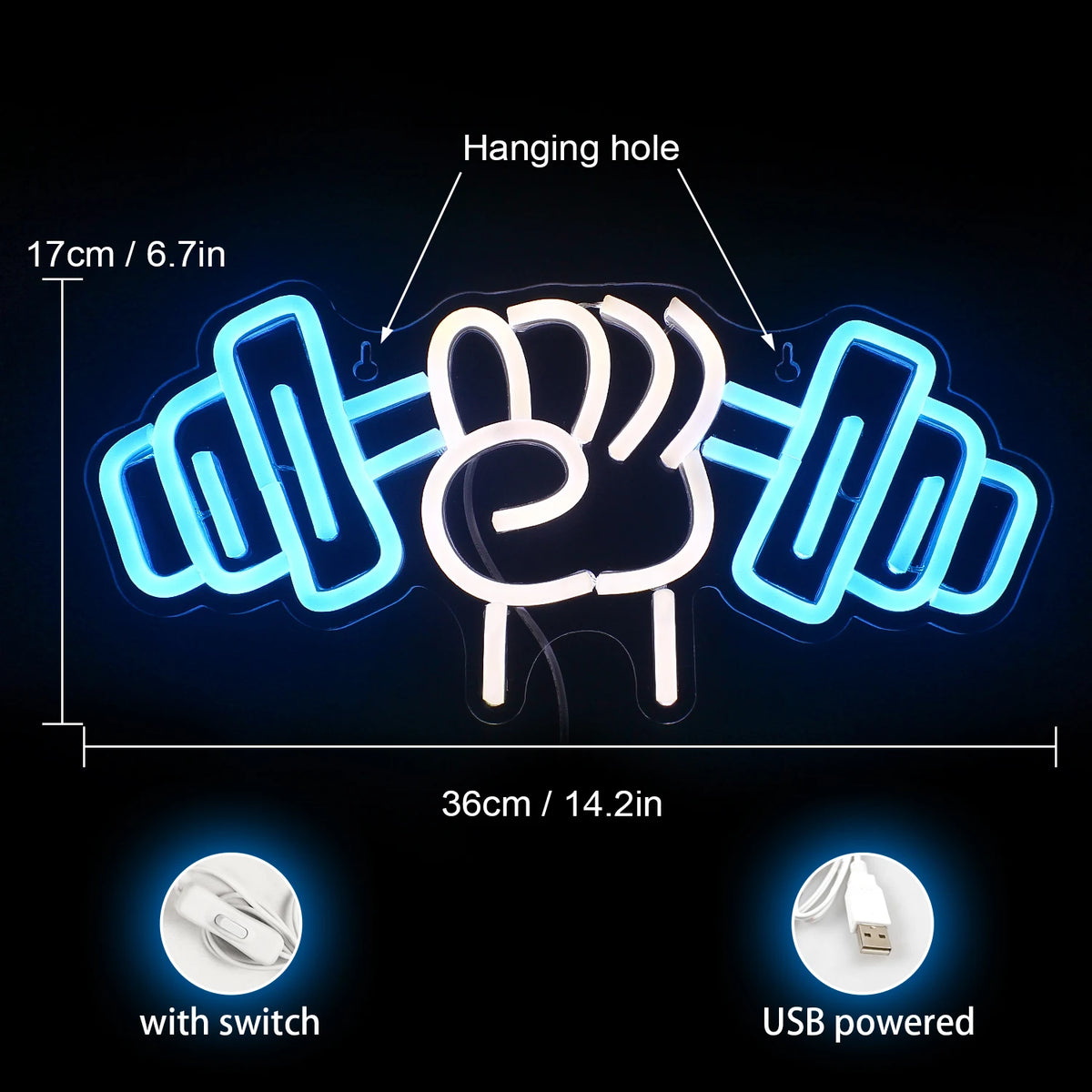 Barbell Weightlifting – LED-neonskylt (5 V USB)