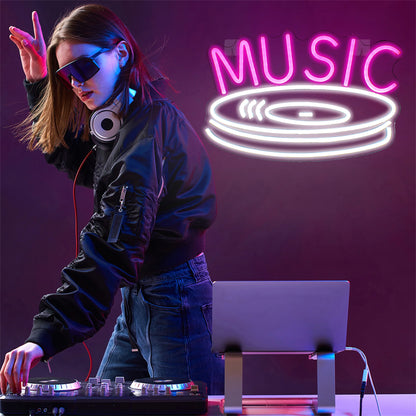 Theartneon Musikskiva 5V Mini USB LED Ljusskylt - Budgetvänlig