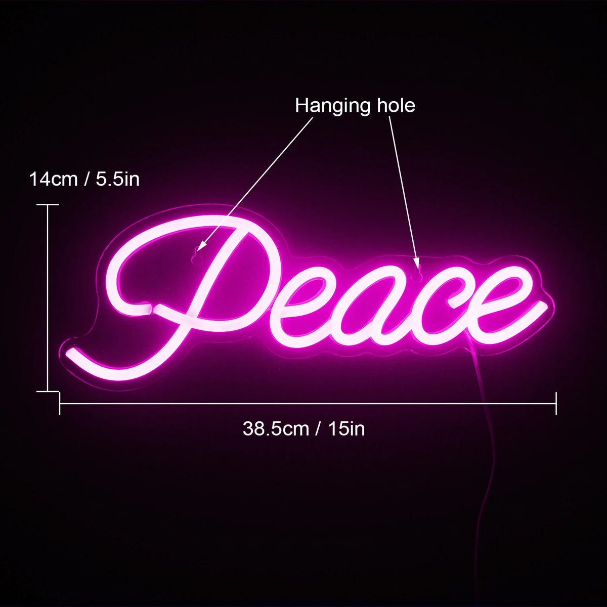 Peace – LED-neonskylt (5 V USB)