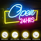 24HRS Öppet 5V USB Neonskylt - Prisvärd