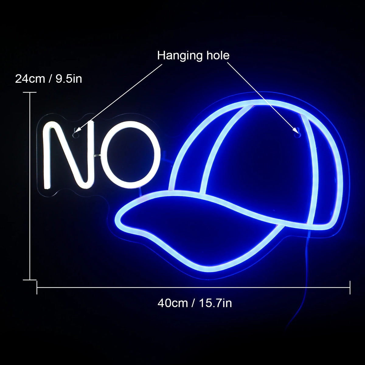NO – Basebollkeps – LED-neonskylt (5 V USB)
