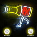 Gående ölflaska – LED-ljusskylt (5 V USB)