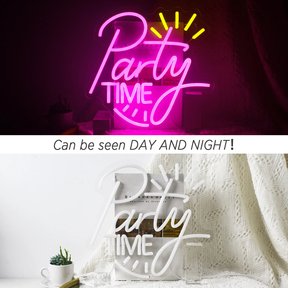 Party TIME – Ljusstrålar – LED-neonskylt (5 V USB)