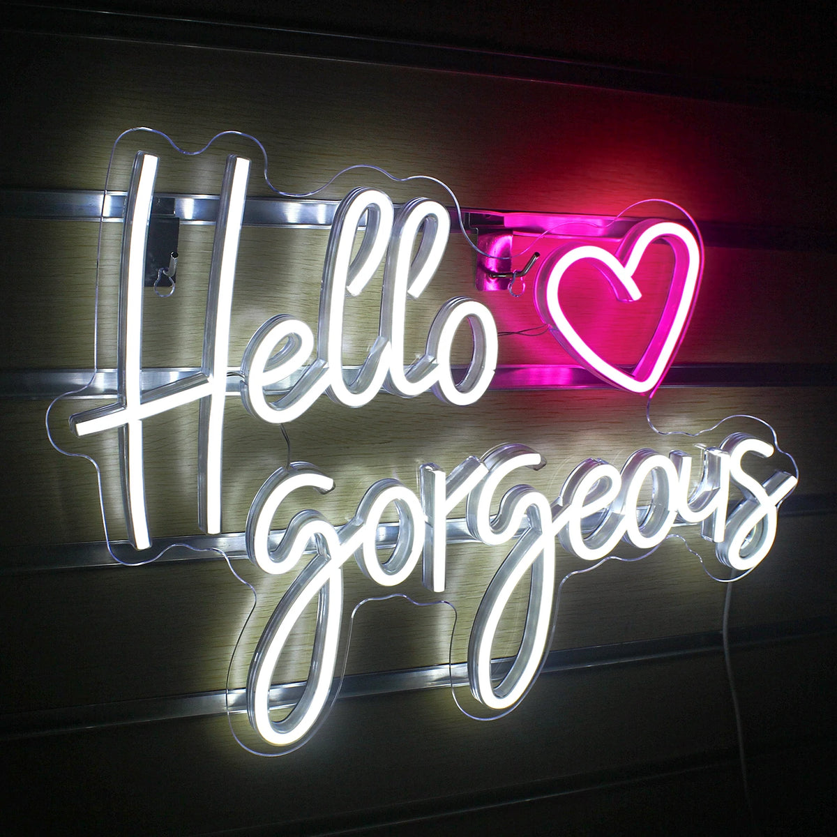 Hello Gorgeous – Hjärta – LED-ljusskylt (5 V USB)