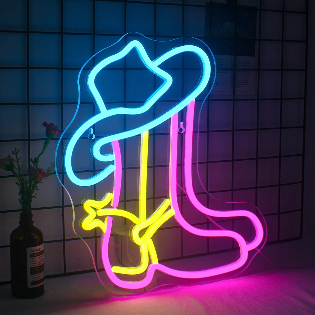 Cowboystövel – LED-neonskylt (5 V USB)