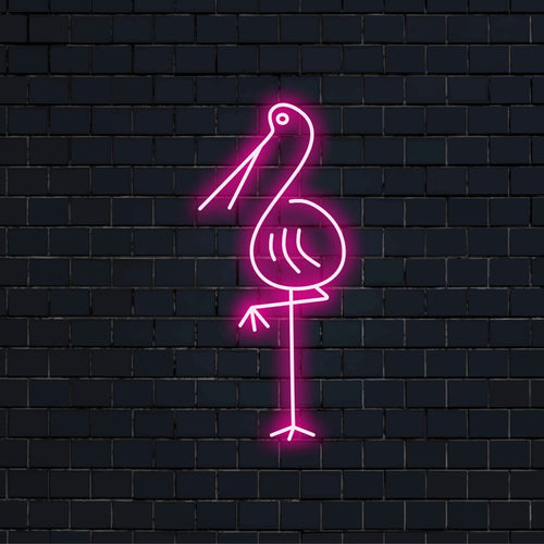 "Stork Neon Sign" adds charm and symbolism with its graceful silhouette, casting a gentle glow that celebrates the beauty of these iconic birds in your space.