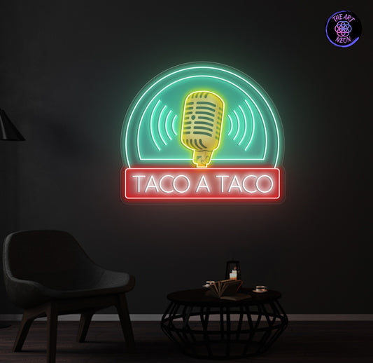 Letreiro LED Neon Personalizado – Taco A Taco (Neon + UV print)