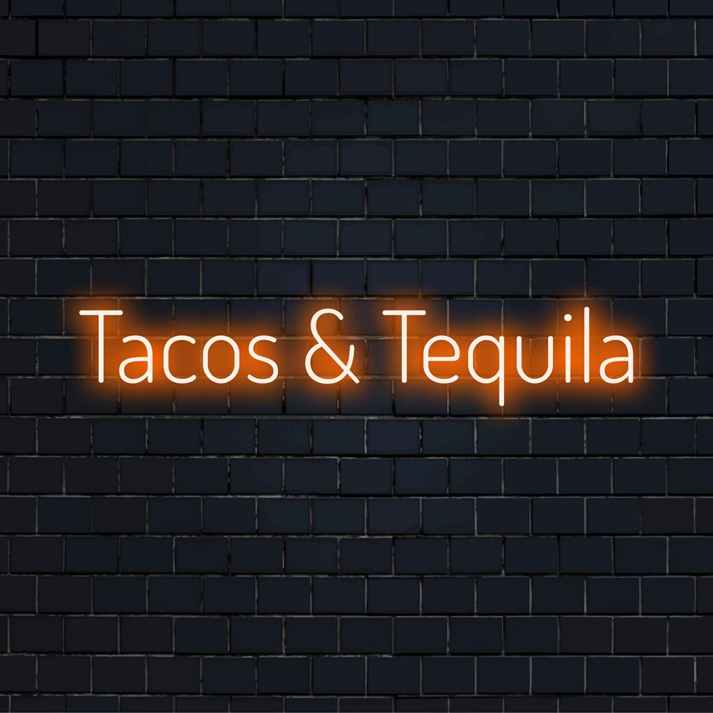 Anpassade LED-neonskyltar av Tacos And Tequila, ett livfullt uttalande för mat- och drycksentusiaster.
