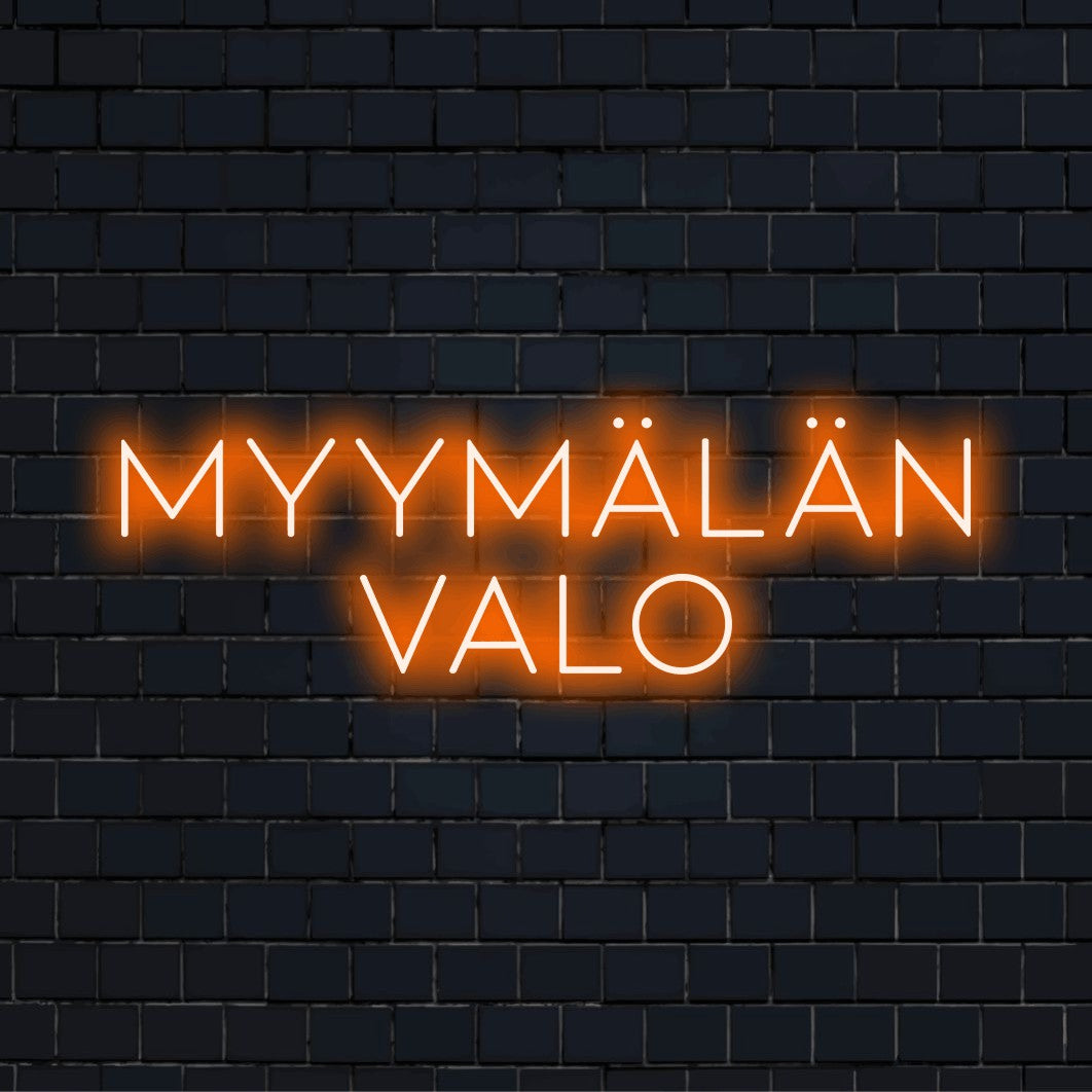 Personoitu LED-logokyltti tekstillä "Myymälän valo"