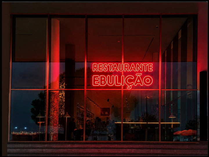 Illustrative multicolour commercial logo neon mockup