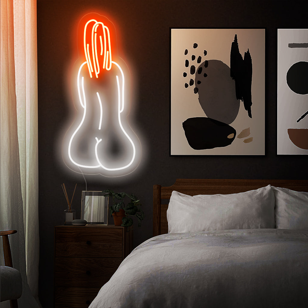 "Woman Abstract Art Neon Sign" Fängslande neonmästerverk med abstrakta representationer av den kvinnliga formen, som avger en levande glöd som lägger till en konstnärlig och festlig atmosfär till ditt utrymme.