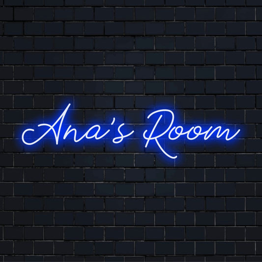Ana_s Room Personalized Neon Light with bright neon lettering against black brick wall