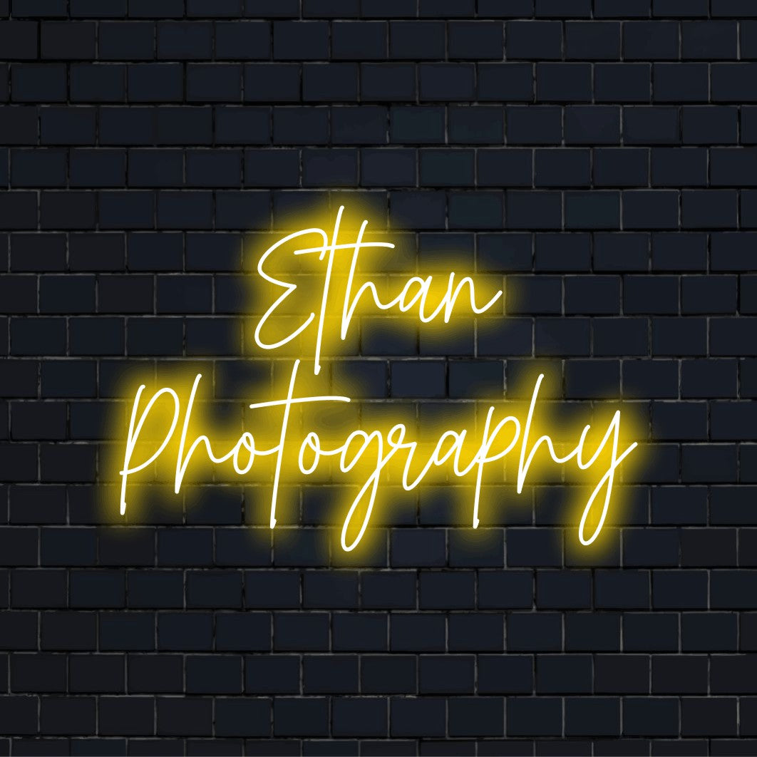 Ethan Photography Personalized Neon Light with bright LED glow against brick backdrop
