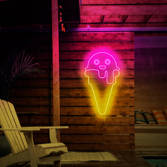An ice cream neon sign for dessert-themed decor, emitting a vibrant and captivating light.