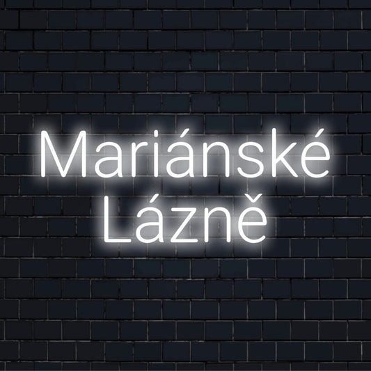 Mari Nsk L Zn LED Neon Sign, bright LED glow on dark brick wall