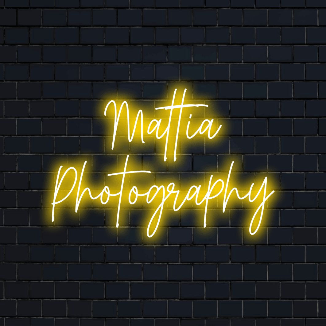 Mattia Photography Personalized Neon Light with bright LED glow on dark brick background