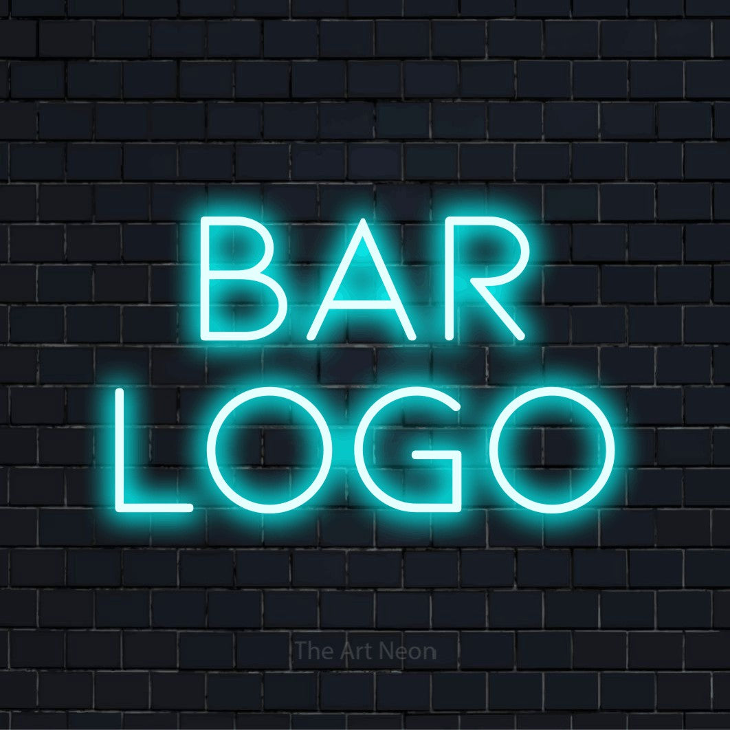 LED-Neonschild mit dem Design „Bar Logo“ auf dunkler Ziegelwand
