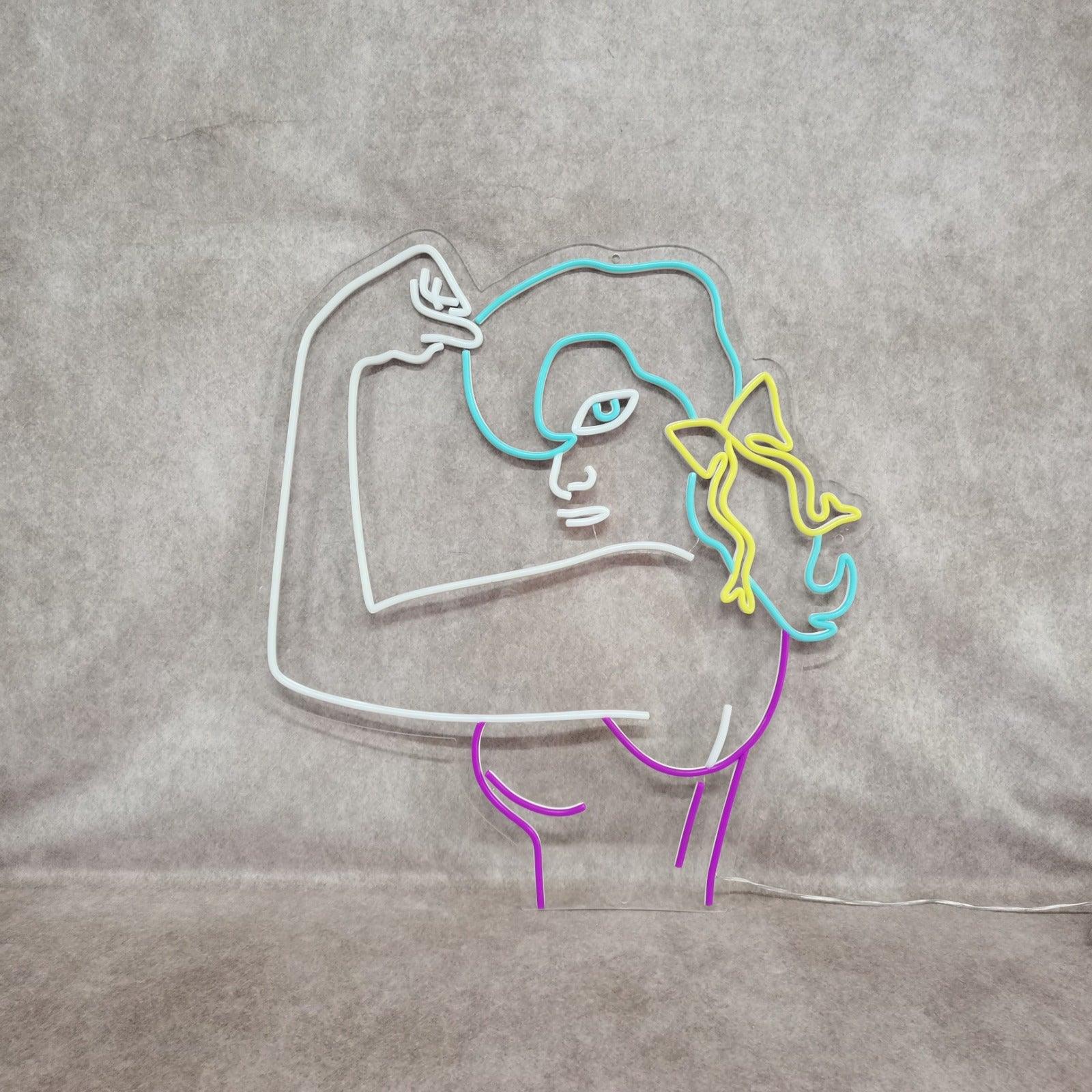 Woman Flexing Muscles Neon Sign - The Art Neon