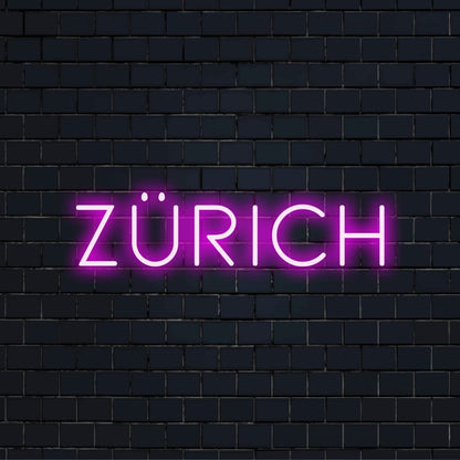 Z Rich Neon Sign, bright LED glow against black brick wall